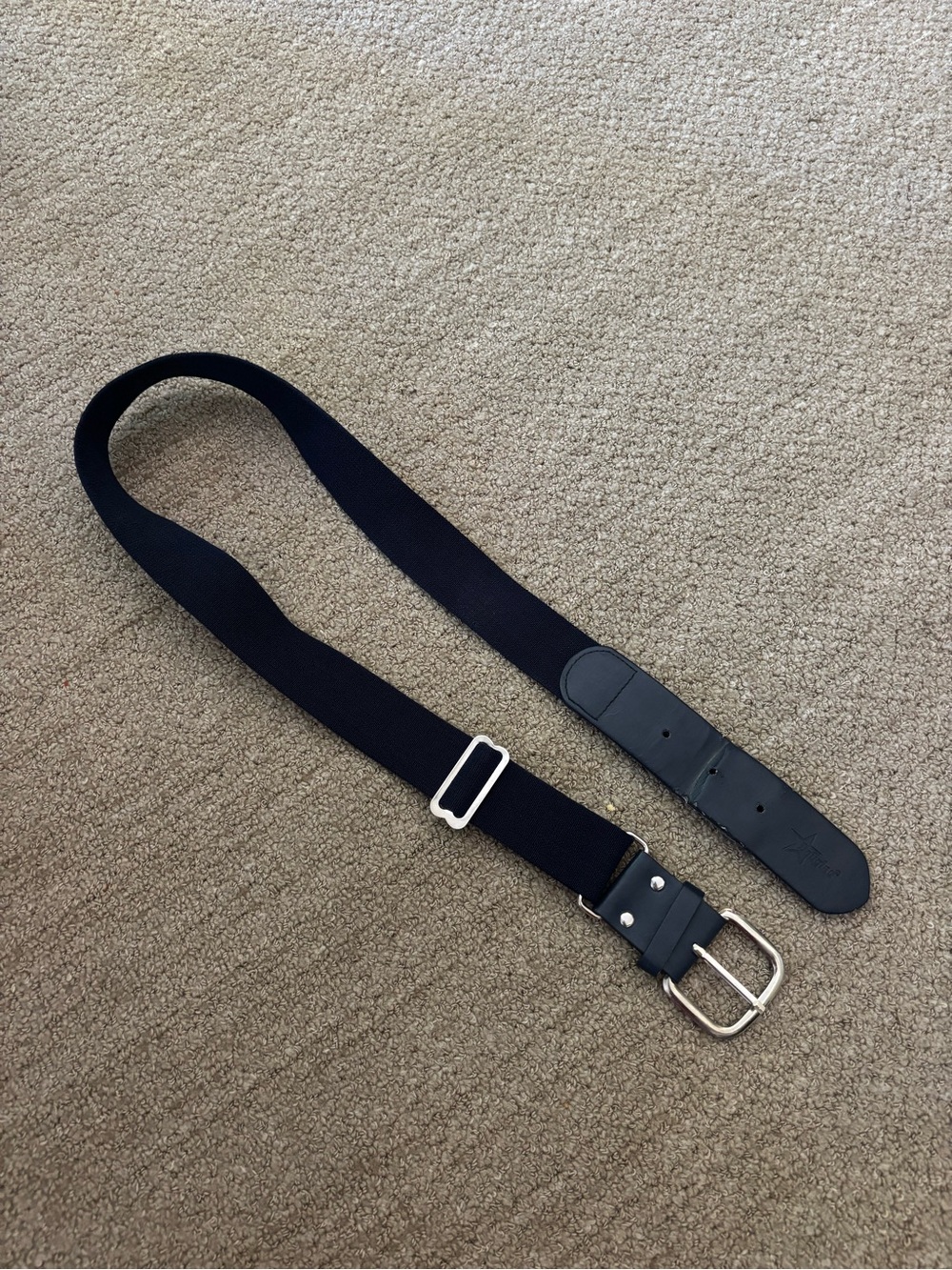 Men's Adjustable Black Elastic Belt with Leather Trim